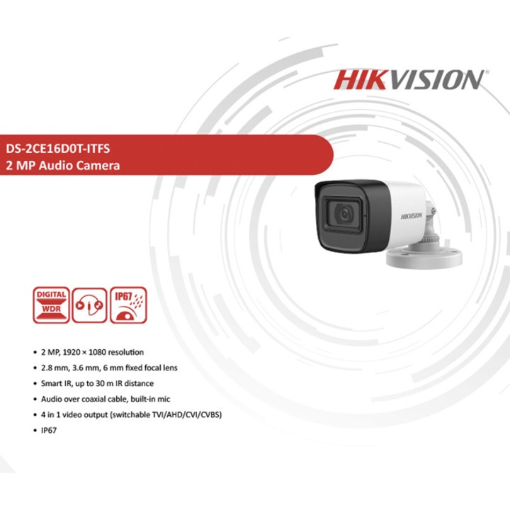 Camera de supraveghere Hikvision Turbo HD Bullet, DS-2CE16C0T-IRF (2.8 : r/MagazinOnline