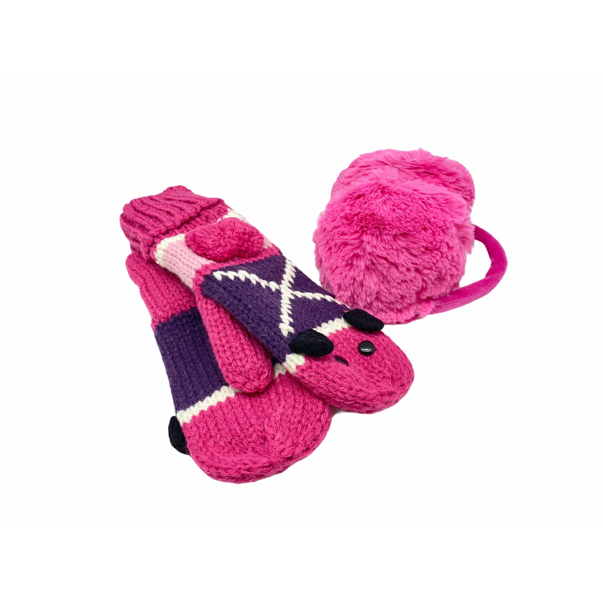 Set Atelier manusi funda si aparatoare urechi, Roz fuchsia