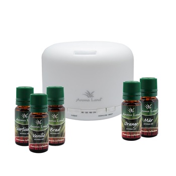 Set aroma difuzor Relax + 5 uleiuri parfumate, Aroma Land, 10 ml Set aroma difuzor Relax + 5 uleiuri parfumate, Aroma Land, 10 ml