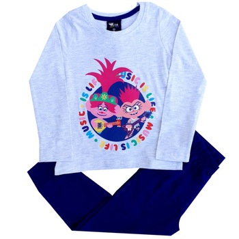 Pijama Trolls Music is life, maneca lunga, Gri Pijama Trolls Music is life, maneca lunga, Gri