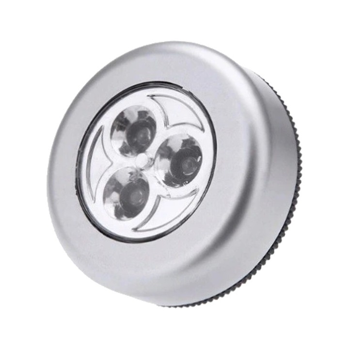 Самозалепваща се лампа с 3 светодиода, сребрист цвят, захранвана с 3xAAA батерии