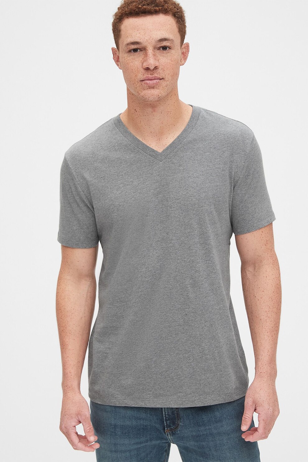 GAP, Tricou cu decolteu in V, Gri inchis