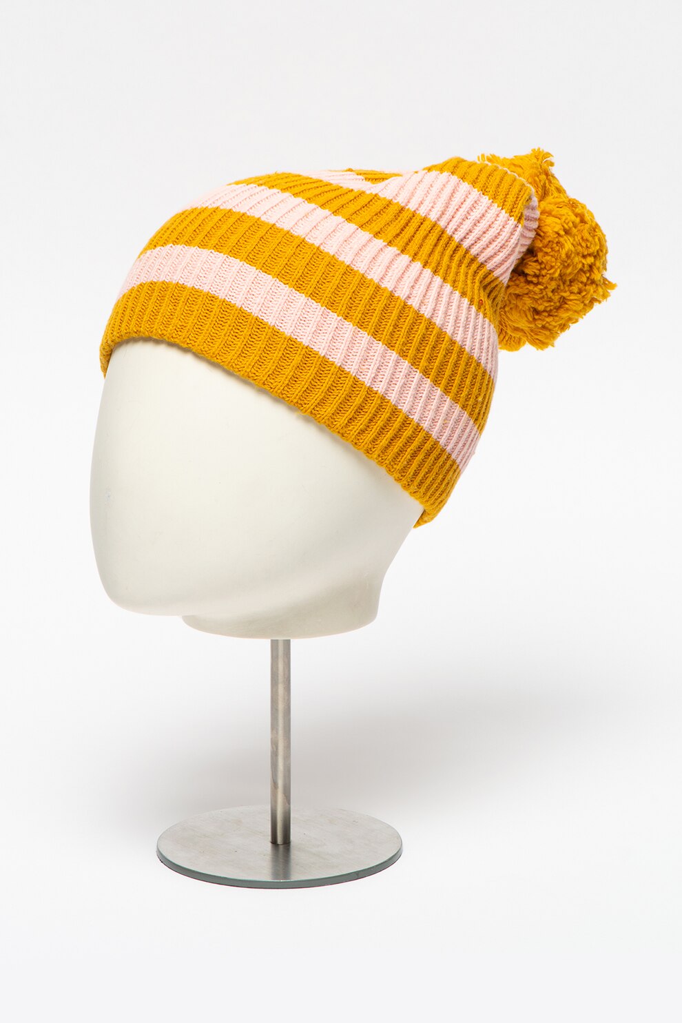 GAP, Caciula cu striatii si model in dungi, Galben mustar/Roz pal, ONE SIZE Standard