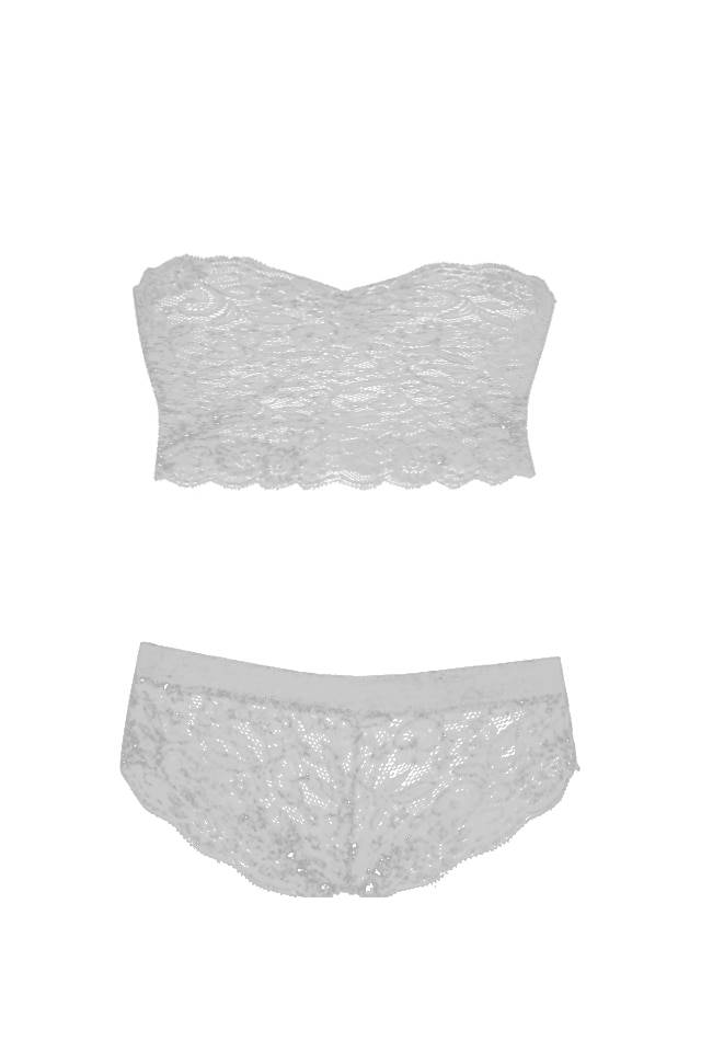 Set top si chilot dantela dama, alb marimea S