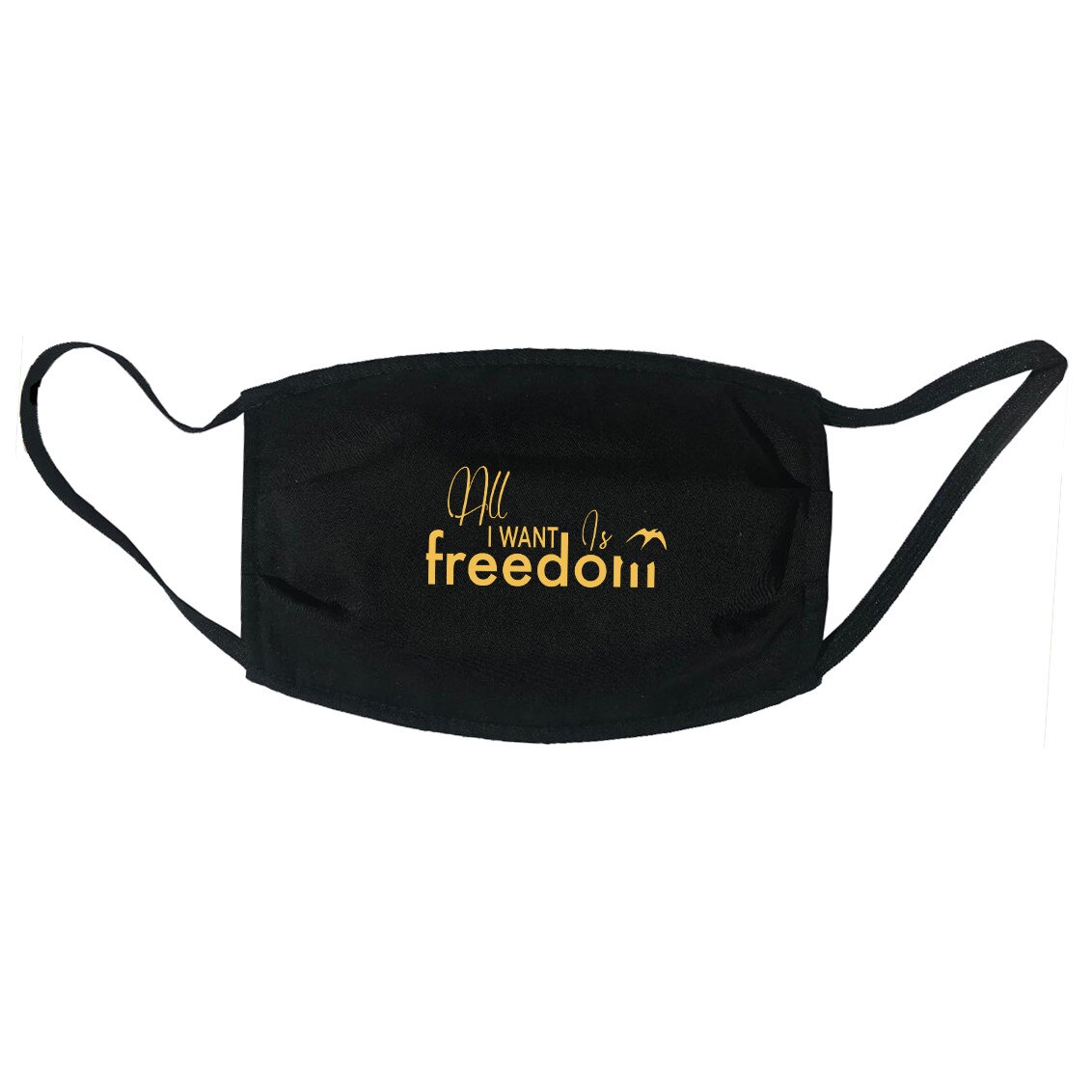 Masca personalizata reutilizabila, din material textil, cu imprimeu ”All i want is freedom” , neagra