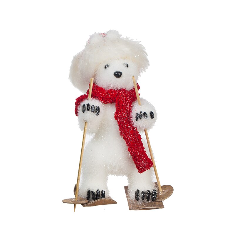 Ursulet de plus cu esarfa cu schiuri de Craciun