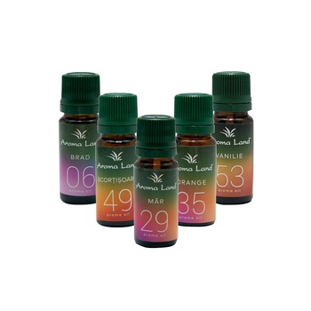 Set 5 uleiuri volatile, Parfumuri de Craciun, Aroma Land, 10 ml Set 5 uleiuri volatile, Parfumuri de Craciun, Aroma Land, 10 ml