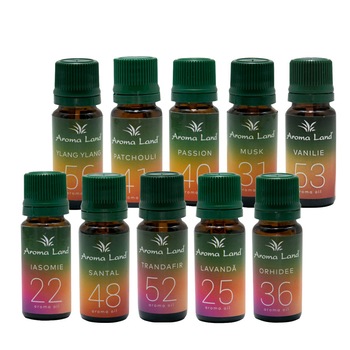 Set 10 uleiuri aromoterapie Romance, Aroma Land, 10 ml Set 10 uleiuri aromoterapie Romance, Aroma Land, 10 ml