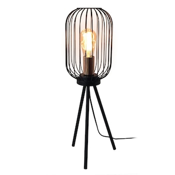Lampa de podea cu suport trepied, design industrial, Platinet 44915, E27, 40W, inaltime 60 cm, din metal, neagra Lampa de podea cu suport trepied, design industrial, Platinet 44915, E27, 40W, inaltime 60 cm, din metal, neagra
