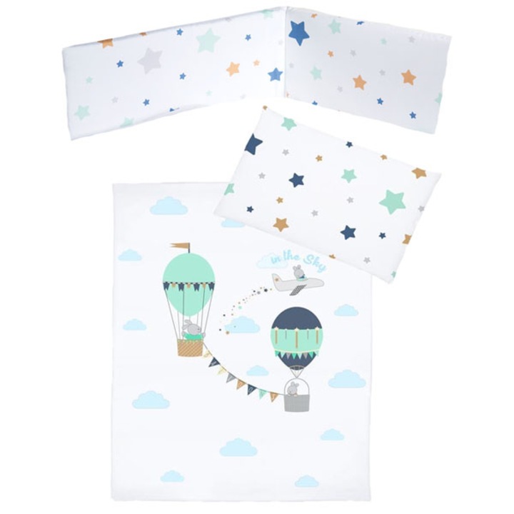 Set lenjerie de pat 3 piese 100 x 135 cm pentru bebelusi Albero Mio K095, Multicolor