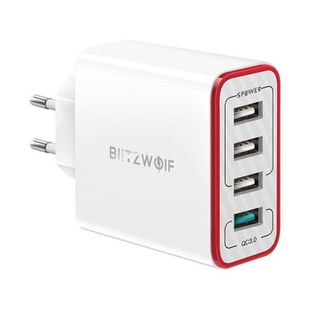 Incarcator retea BlitzWolf BW-PL5, 4x USB, Quick Charge 3.0, 30W, Alb Incarcator retea BlitzWolf BW-PL5, 4x USB, Quick Charge 3.0, 30W, Alb