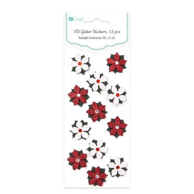 Set 12 stickere autocolante , Dp Craft , craciunita cu sclipici