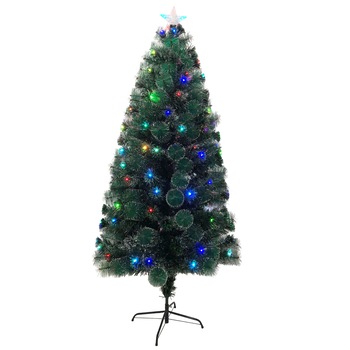 Brad artificial fibra optica de Craciun, YANA, cu 125 LED-uri multicolore, flash, 210 cm Brad artificial fibra optica de Craciun, YANA, cu 125 LED-uri multicolore, flash, 210 cm