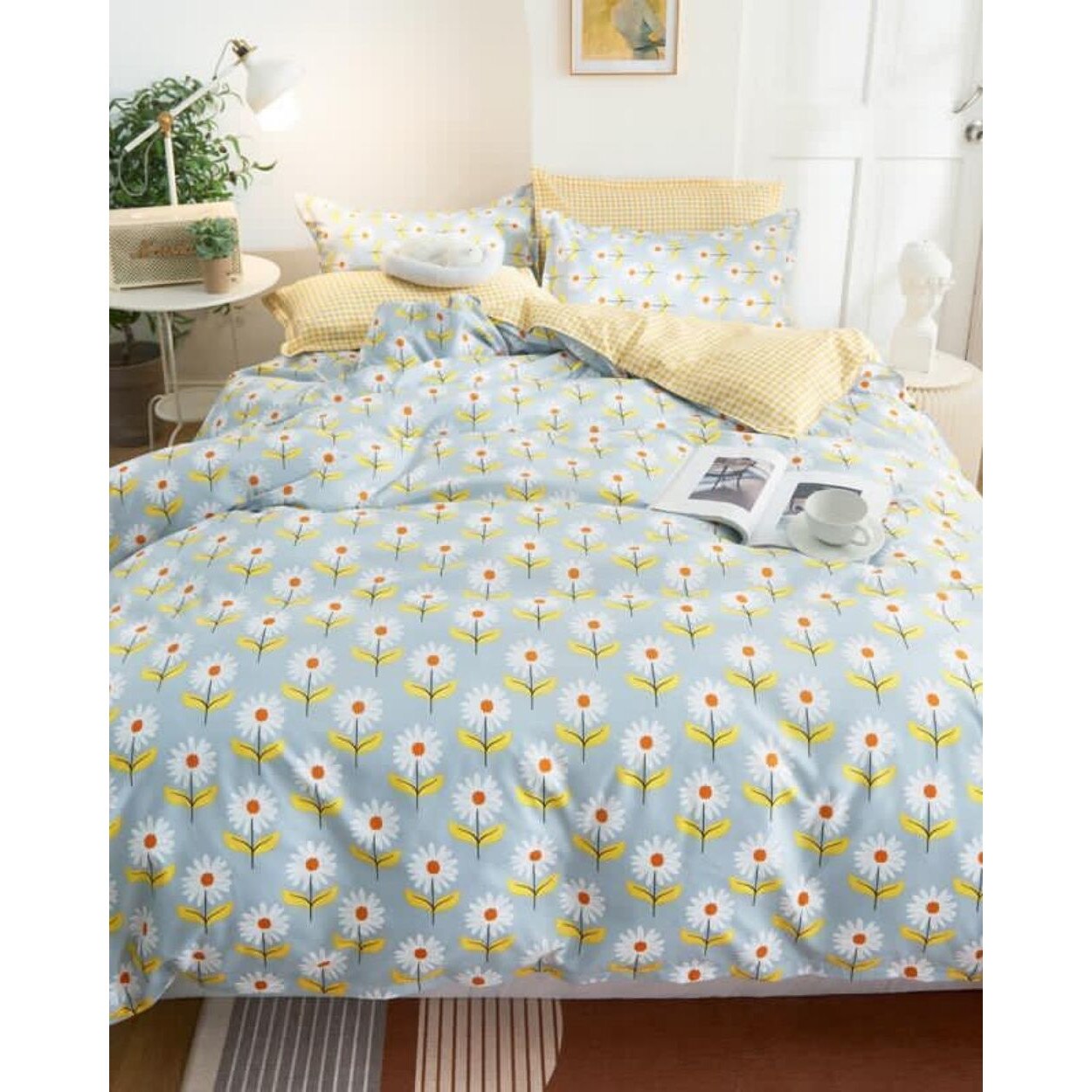 Set Lenjerie de Pat Bumbac Satinat, 4 Piese, Pat 1 Persoana, Simi