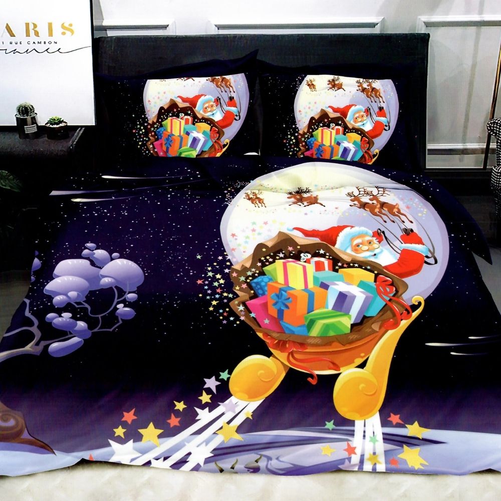 Set Lenjerie Mos Craciun Bumbac Satinat Superior, 6 Piese, BSFM-10