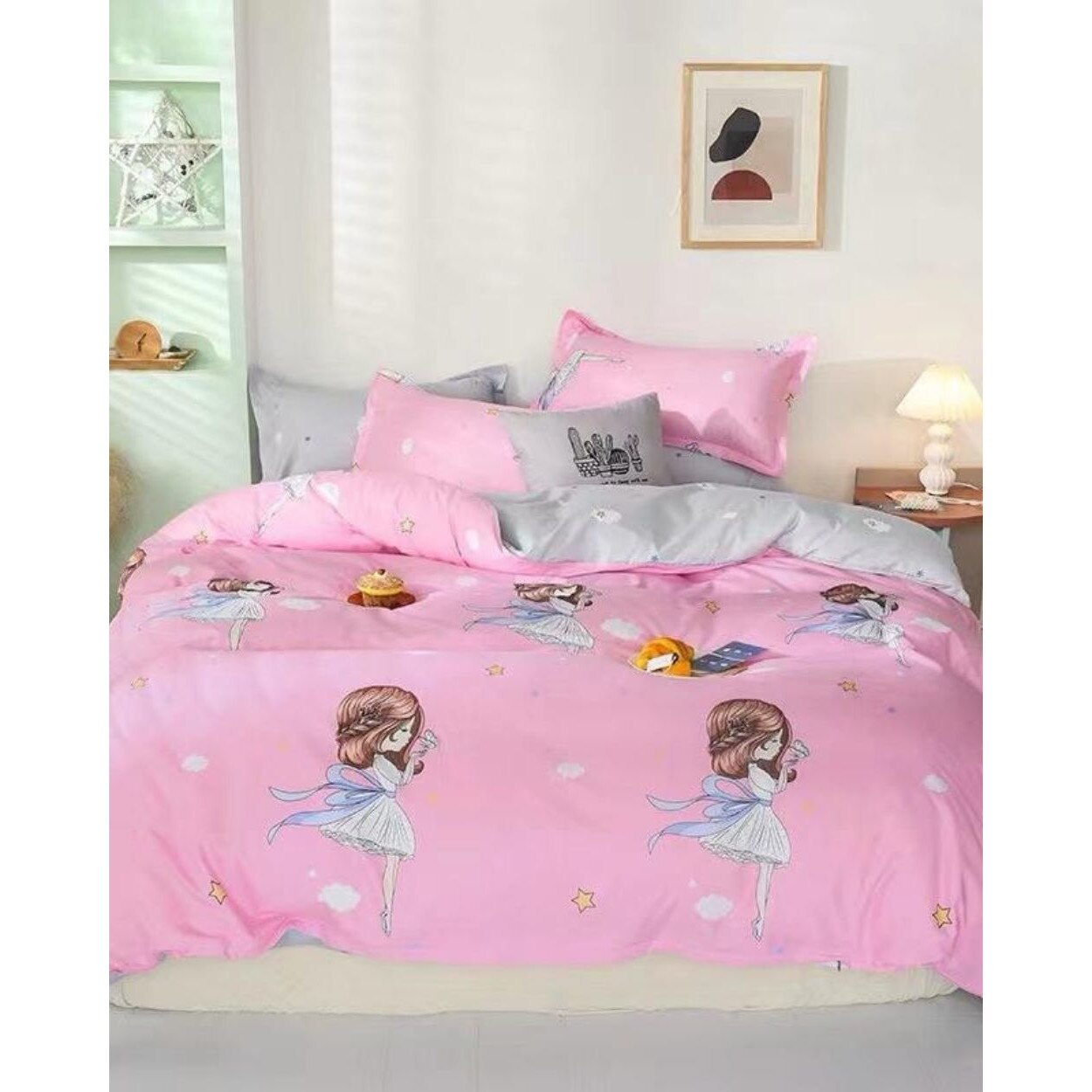 Set Lenjerie de Pat Bumbac Satinat, 4 Piese, Pat 1 Persoana, Goddess