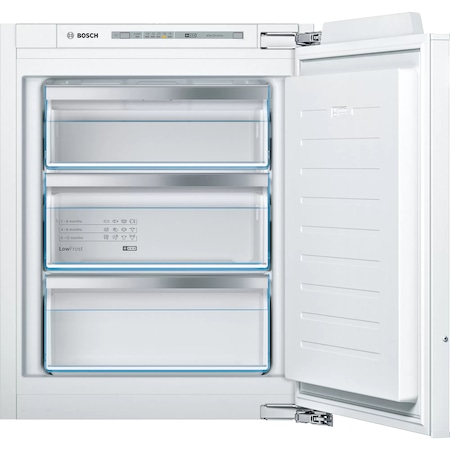 Congelator incorporabil Bosch GIV11AFE0, 72 l, LowFrost, 3 sertare, Clasa A++, H 71.2 cm, Argintiu