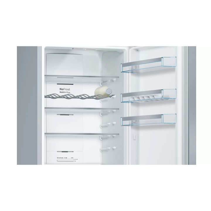 Combina frigorifica Bosch KGN397LEP, 368 l, NoFrost, VitaFresh, Clasa E, H 203 cm, Argintiu