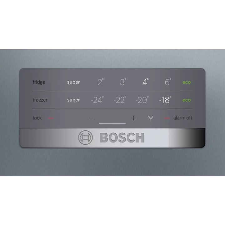 Combina frigorifica Bosch KGN397LEP, 368 l, NoFrost, VitaFresh, Clasa E, H 203 cm, Argintiu