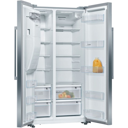 Хладилник Side by side Bosch KAD93VIFP, 562 л, Клас F, NoFrost, VitaFresh, SuperCooling, FreshSense, MultiAirflow, H 179 см, Inox с покритие против отпечатъци