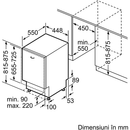 Masina de spalat vase incorporabila Bosch SPV4EMX20E, 10 seturi, 6 programe, Clasa D, Home Connect, 45 cm