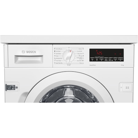 Masina de spalat rufe incorporabila Bosch WIW28541EU, 8 kg, 1400 RPM, Clasa C, EcoSilence Drive, Super Quick 30, Functie reincarcare, Alb
