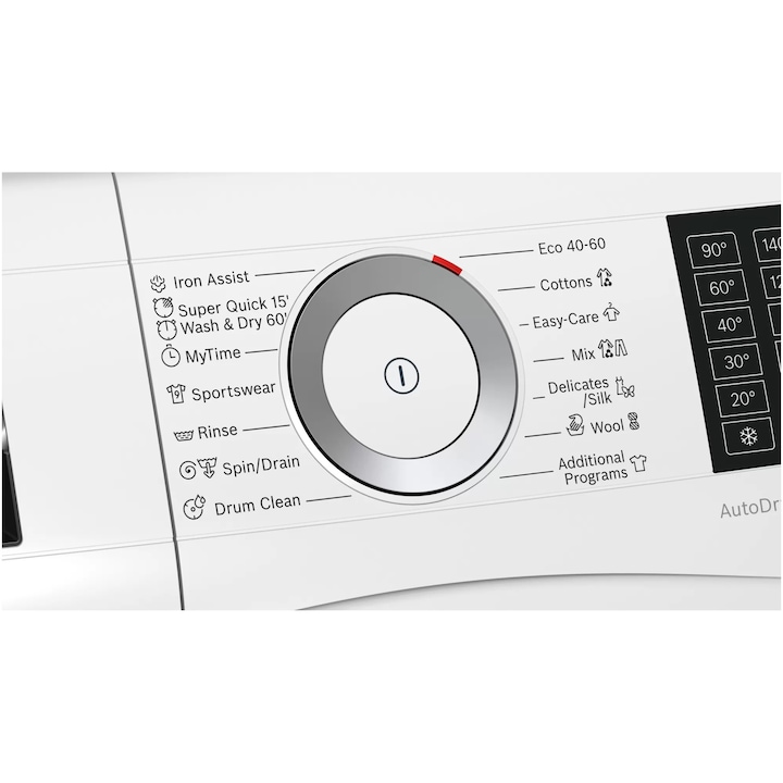 Masina de spalat rufe cu uscator Bosch WDU8H541EU, 10 kg Spalare, 6 kg Uscare, 1400 RPM, Clasa C, EcoSilence Drive, AutoDry, ActiveWater, Alb