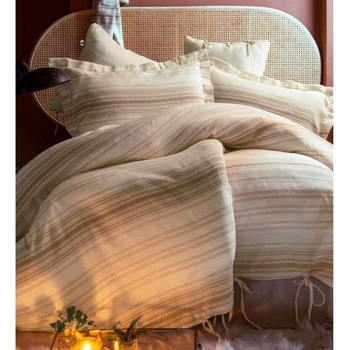 Lenjerie de pat pentru 2 persoane Raphia Krem, Bumbac 75% Bambus 25%, Multicolor Lenjerie de pat pentru 2 persoane Raphia Krem, Bumbac 75% Bambus 25%, Multicolor