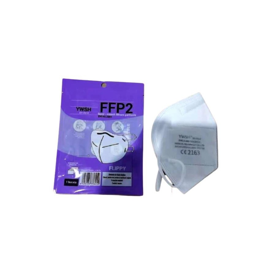 Set 10 bucati masti de protectie faciala,de unica folosinta, KN95 FFP2, 5 straturi FPP2, nesterila, ambalaj individual, CE2163, Alb