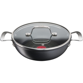 Cratita adanca cu capac TEFAL Unlimited, 26 cm, negru, inductie, indicator Thermo Signal Cratita adanca cu capac TEFAL Unlimited, 26 cm, negru, inductie, indicator Thermo Signal