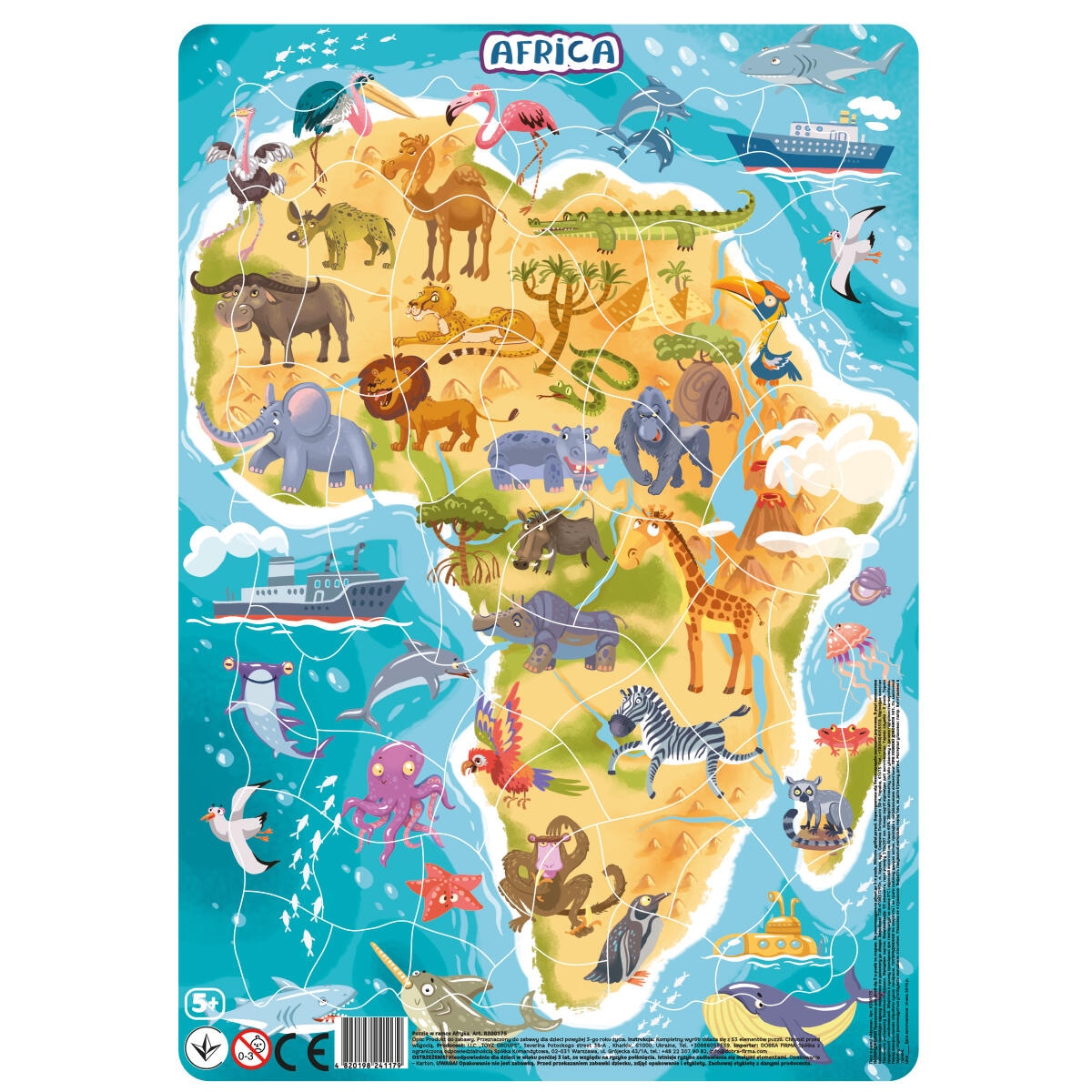 Puzzle cu rama, Africa, 53 piese