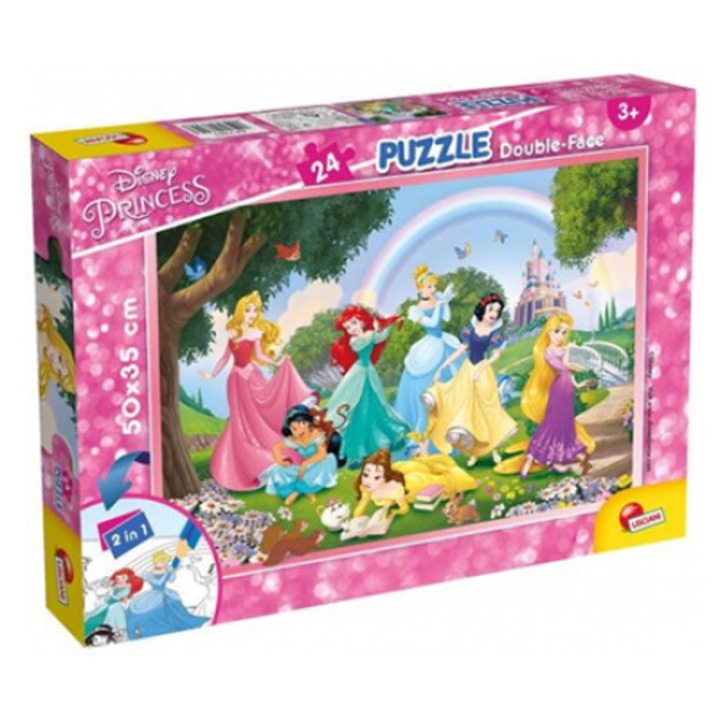 Disney Hercegnők 2 az 1-ben maxi 24db-os puzzle és színező 70x50cm - Lisciani (304-74082)