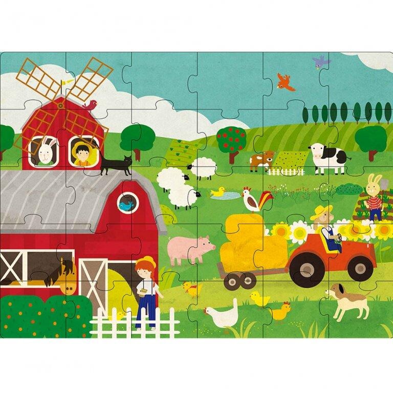 Puzzle cu carte, Ferma, 30 piese