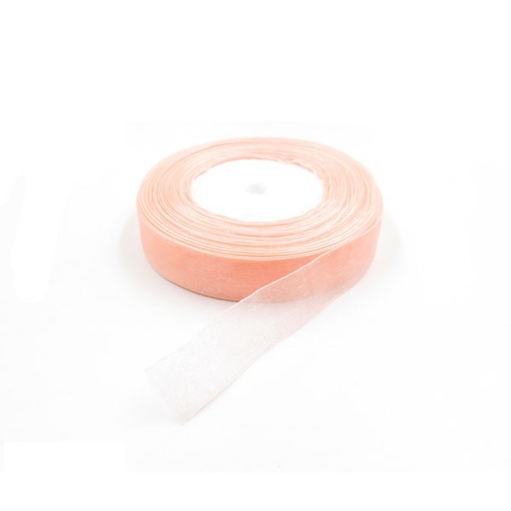 OEM Organza szalag, szélessége 2 cm, hossza 46 m, lazac rózsaszín
