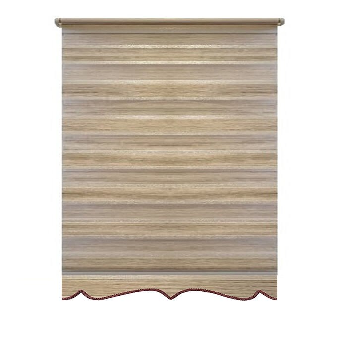 Jaluzea tip Rulou textil Maxi cu Terminatie Decorativa,Rolete Zebra Day & Night Luxury,Exclusive New Collection,Model cu insertie de sclipici ,250x240cm,DV01,culoare alb maro,accesorii albe