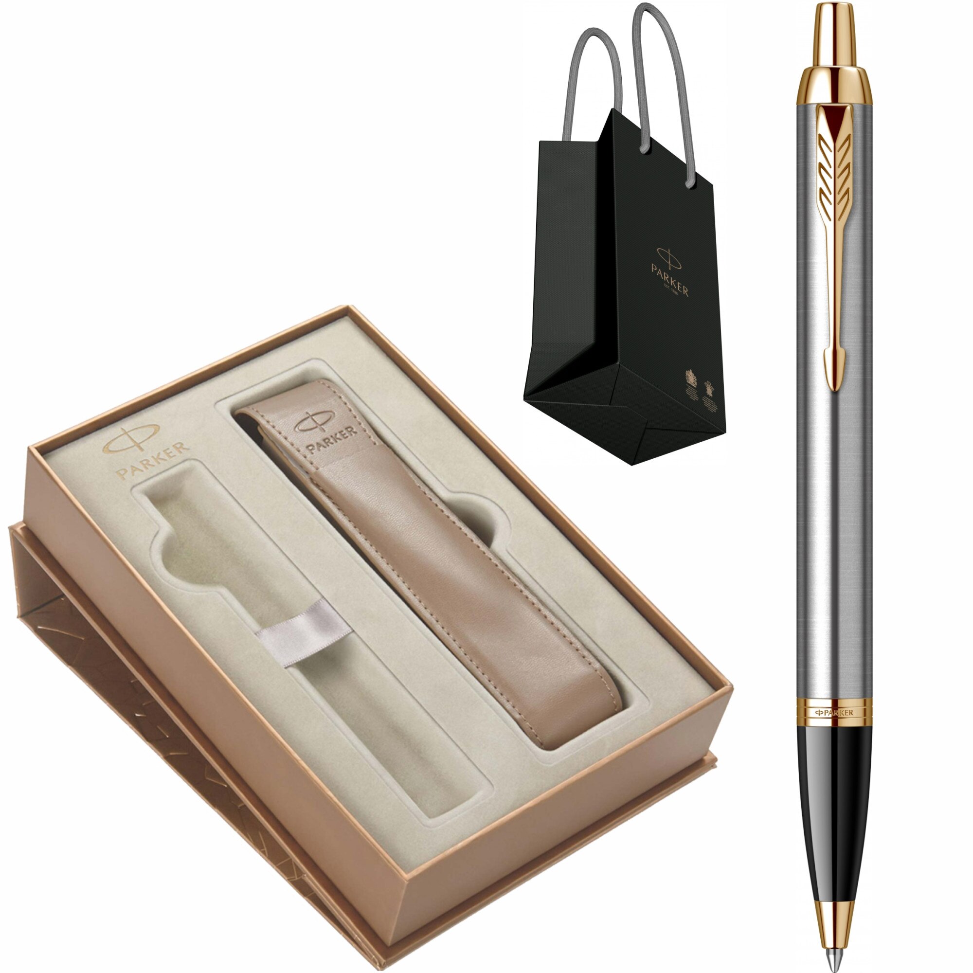 Pix Parker IM Royal Brushed Metal GT Personalizat prin Gravura Laser in Cutie cu Etui Parker si Punga Parker