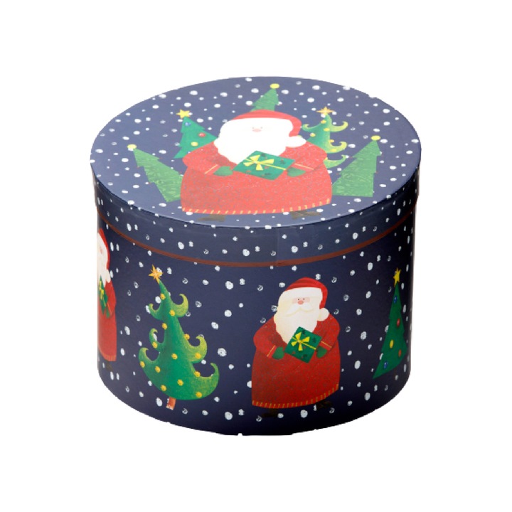 Комплект от 3 кръгли кутии Christmas, Createur, Night Santa, 14 x 17 cm, 17 x 20 cm, 19,5 x 23 cm