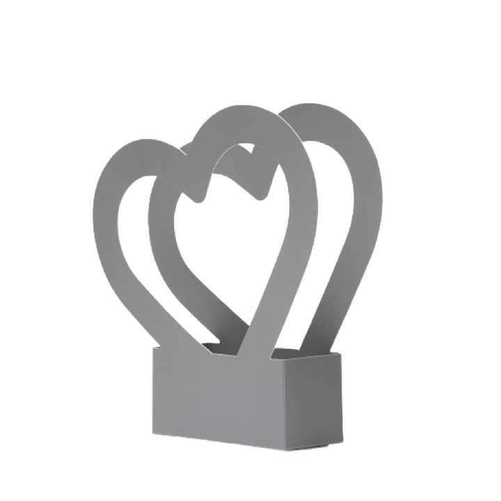 Комплект от 10 подаръчни кутии с дръжка сърце, Createur, сиви, 7 x 30 x 31 cm