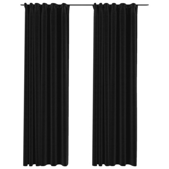 Set de 2 draperii opace cu aspect de in cu carlige, vidaXL, Tesatura, 140 x 225 cm, Antracit Set de 2 draperii opace cu aspect de in cu carlige, vidaXL, Tesatura, 140 x 225 cm, Antracit