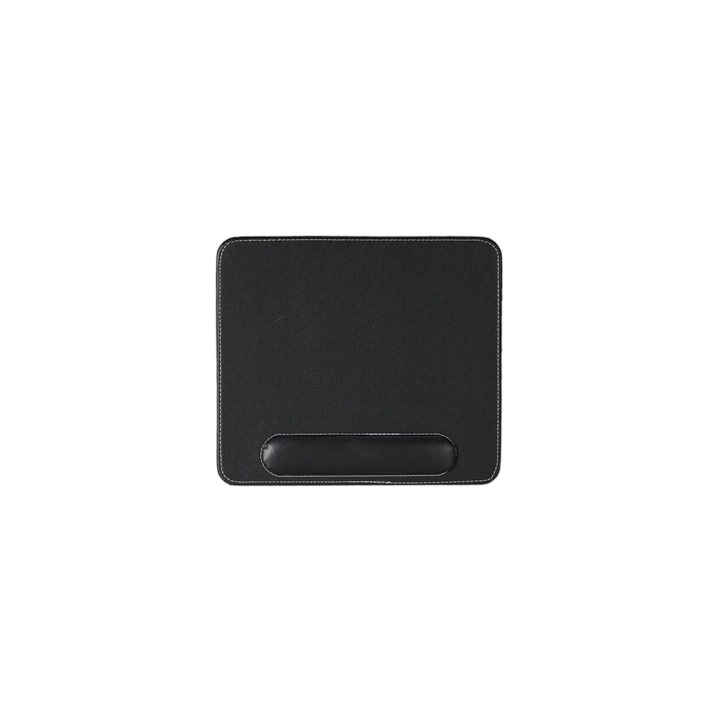 Mousepad ergonomic, Relaxdays, cu gel, piele ecologica, antiderapant, dimensiune 26.5x23x1.5 cm, negru