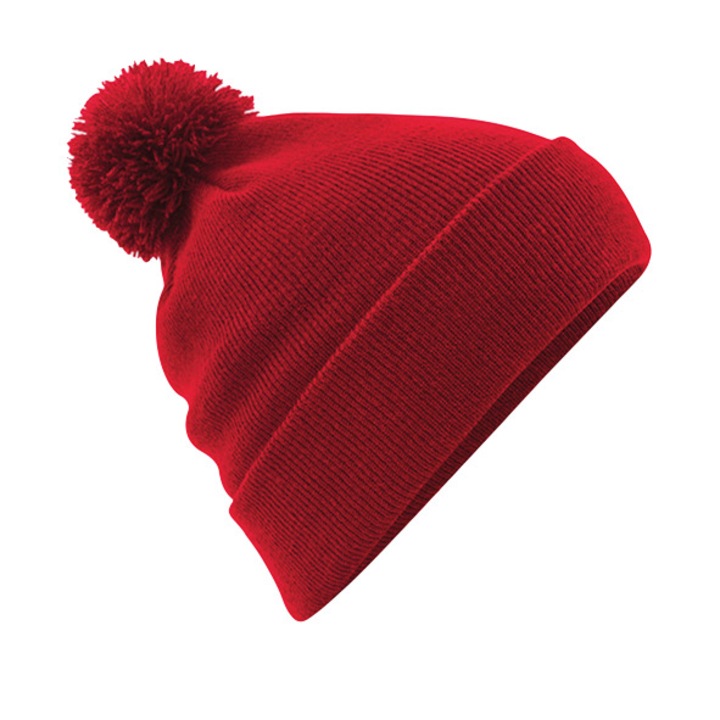 Оригинална шапка Beechfield Pom Pom, червена