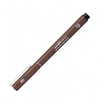 Liner Uni-Ball PIN01-200S, 0.1mm, pe baza de apa, sepia Liner Uni-Ball PIN01-200S, 0.1mm, pe baza de apa, sepia
