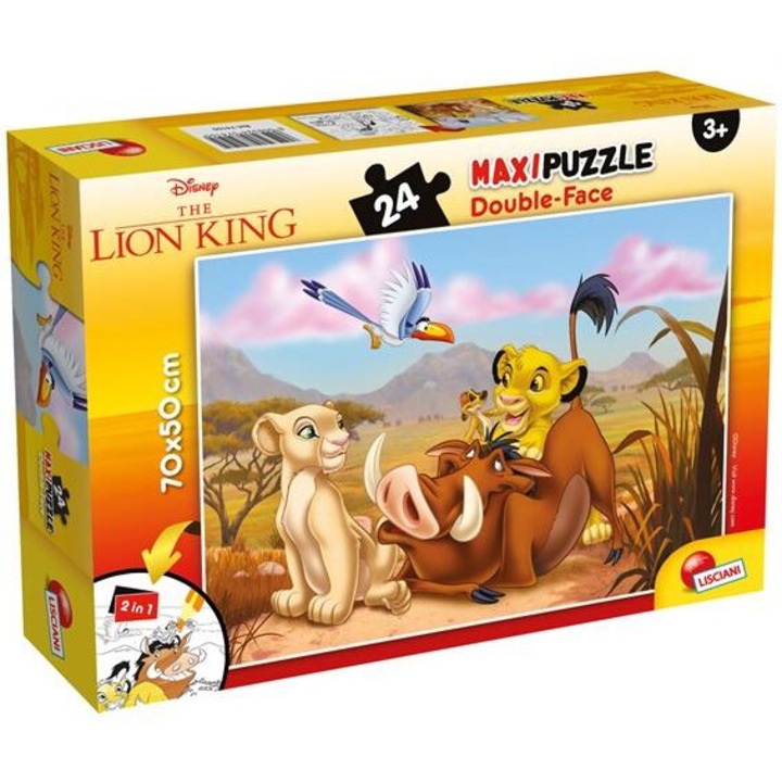 Puzzle de colorat maxi, Regele leu, 24 piese