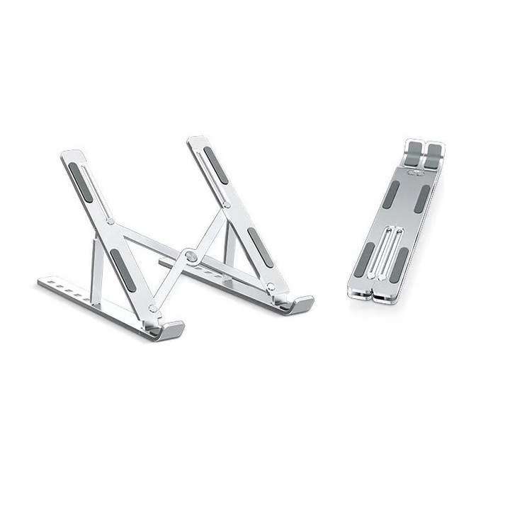 Suport reglabil pentru laptop, Macbook, iPad sau tableta, Generic, 11 "-15,6", Aluminiu, Argintiu