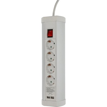 Prelungitor cu intrerupator, Unitec, 4 posturi + 2 porturi USB, 1,5 m Prelungitor cu intrerupator, Unitec, 4 posturi + 2 porturi USB, 1,5 m