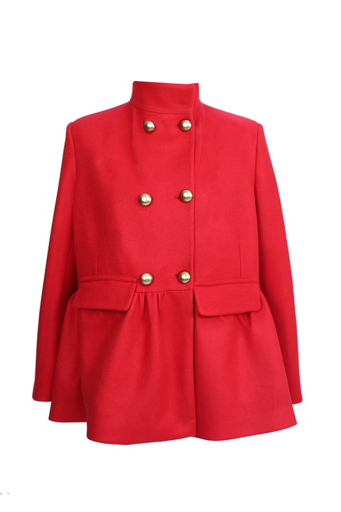 ambar studio, Palton scurt din amestec de lana Celine, Rosu vermillion