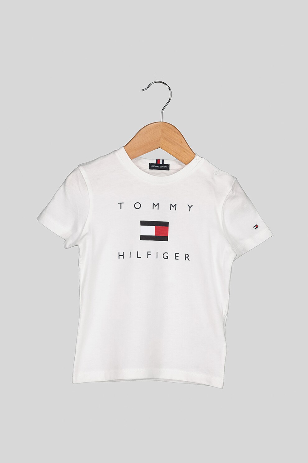 Tommy Hilfiger, Organikuspamut logómintás póló, Fehér/Tengerészkék, 176 CM  Standard - eMAG.hu