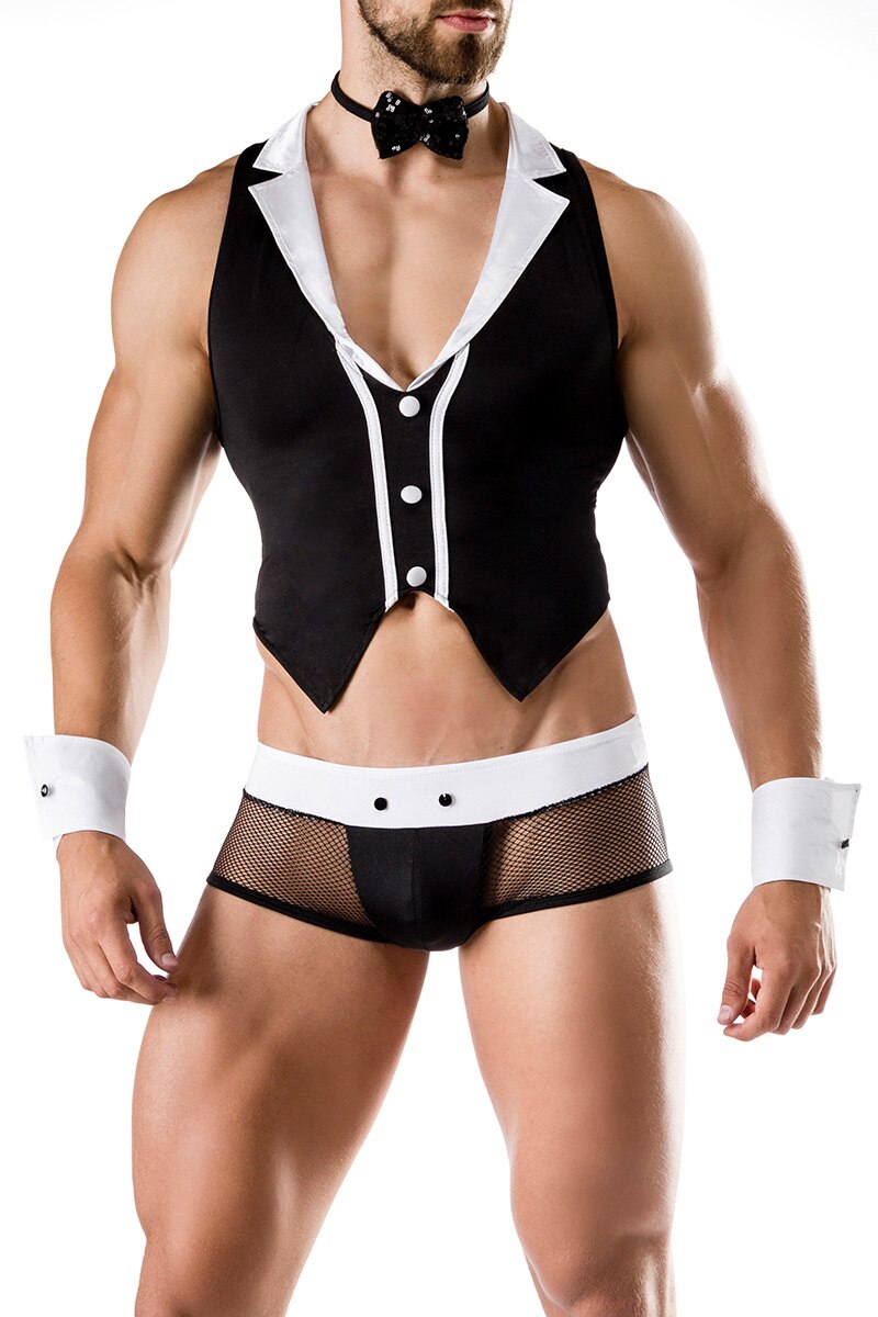 Costumatie Barman Barbat, Erotica Collection, OS, Negru/Alb