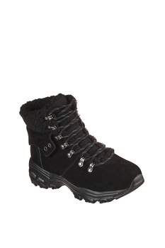 Skechers, Bocanci impermeabili de piele intoarsa si piele sintetica D'Lites Skechers, Bocanci impermeabili de piele intoarsa si piele sintetica D'Lites