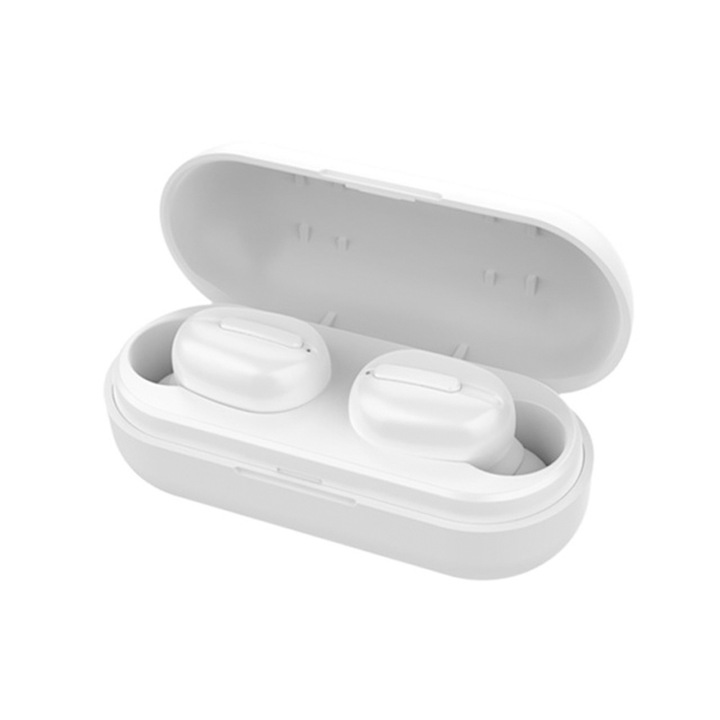 Безжични слушалки, за iPhone/ Xiaomi/ Samsung/ Huawei, Bluetooth 5.0, TWS, L13, Стерео, Мини, Бял